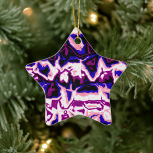 Funky Boho Retro Marbled Stripes Genderfluid Pride Ceramic Tree Decoration