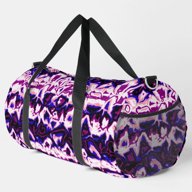 Funky Boho Retro Marbled Stripes Genderfluid Pride Duffle Bag (Right Corner)