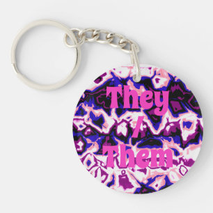 Funky Boho Retro Marbled Stripes Genderfluid Pride Key Ring