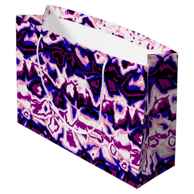 Funky Boho Retro Marbled Stripes Genderfluid Pride Large Gift Bag (Back Angled)