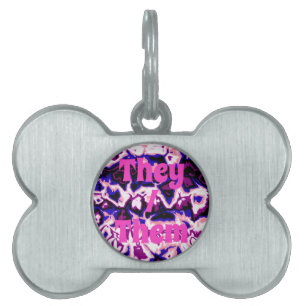 Funky Boho Retro Marbled Stripes Genderfluid Pride Pet ID Tag