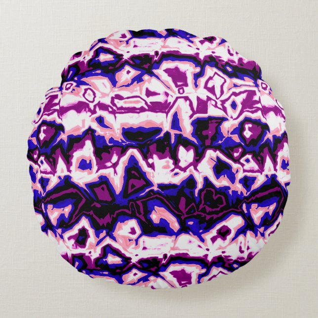Funky Boho Retro Marbled Stripes Genderfluid Pride Round Cushion (Front)