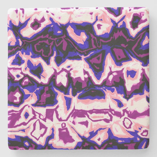 Funky Boho Retro Marbled Stripes Genderfluid Pride Stone Coaster (Front)