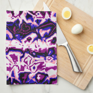 Funky Boho Retro Marbled Stripes Genderfluid Pride Tea Towel