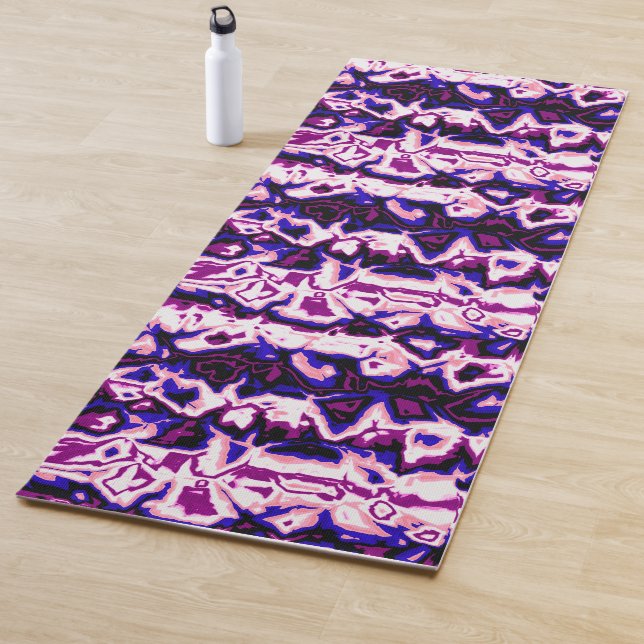 Funky Boho Retro Marbled Stripes Genderfluid Pride Yoga Mat (In Situ)