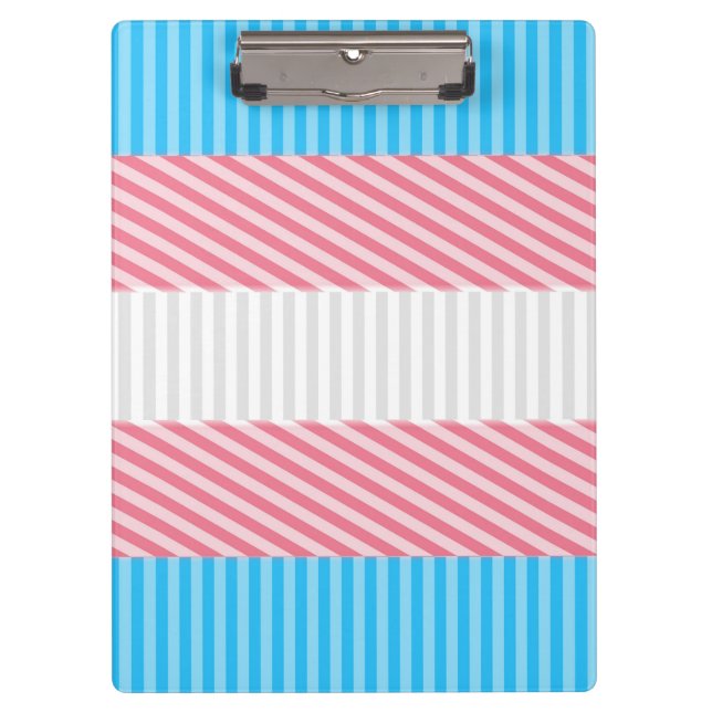 Funky Boho Stripe Abstract Transgender Pride Flag Clipboard (Front)