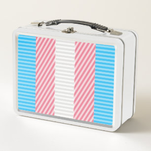 Funky Boho Stripe Abstract Transgender Pride Flag Metal Lunch Box