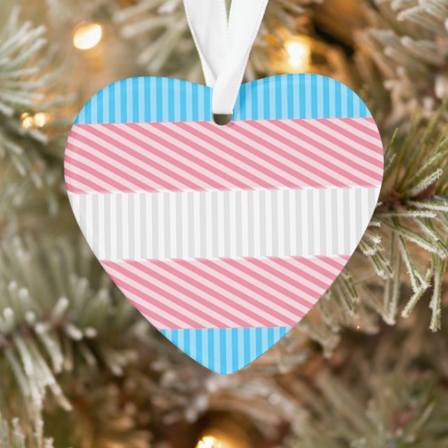 Funky Boho Stripe Abstract Transgender Pride Flag Ornament (Tree)