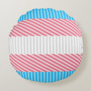 Funky Boho Stripe Abstract Transgender Pride Flag Round Cushion
