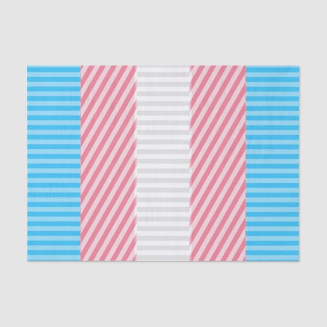 Funky Boho Stripe Abstract Transgender Pride Flag Tissue Paper (Front)