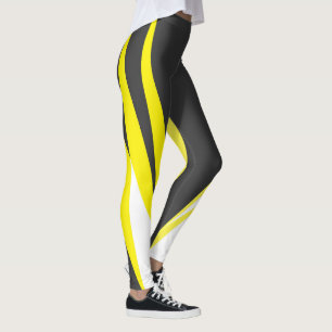 Funky Bold Abstract Art Charcoal Yellow White Leggings