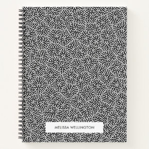 Funky Bold Abstract Black White Geometric Pattern Notebook