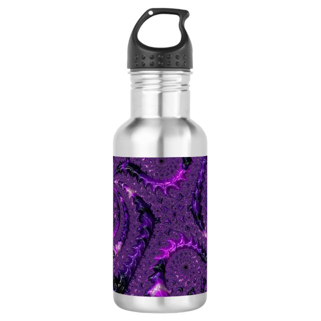 Funky Bold Boho Purple Digital Abstract Fractal 532 Ml Water Bottle (Front)