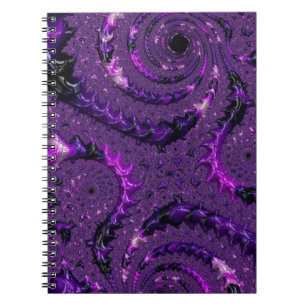 Funky Bold Boho Purple Digital Abstract Fractal Notebook
