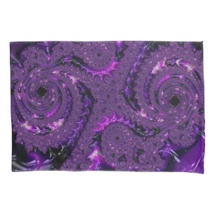 Funky Bold Boho Purple Digital Abstract Fractal Pillowcase
