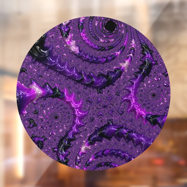 Funky Bold Boho Purple Digital Abstract Fractal Window Cling (Sheet 2)