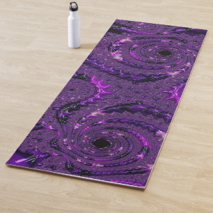 Funky Bold Boho Purple Digital Abstract Fractal Yoga Mat