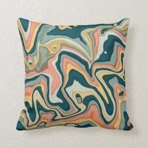 Funky Bold Colourful Artsy Marble Swirl Ebru Cushion