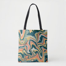 Funky Bold Colourful Artsy Marble Swirl Ebru Tote Bag