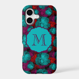 Funky Bold Roses Pattern Monogram