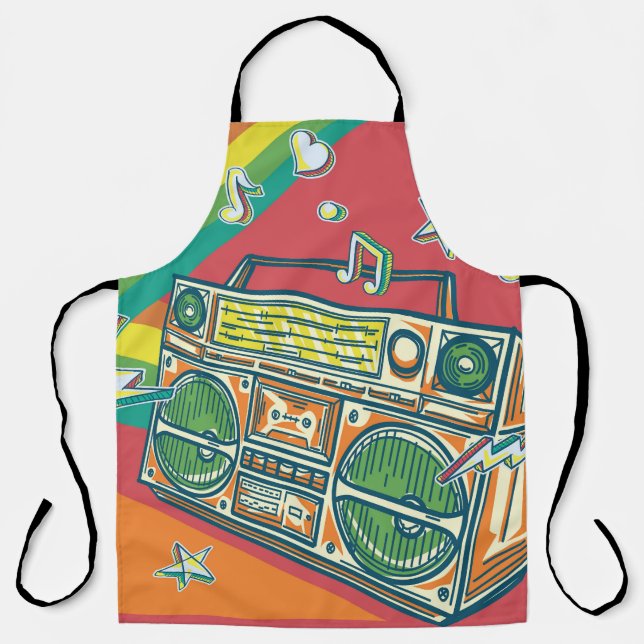 Funky Boom Box Colourful Design Apron (Front)
