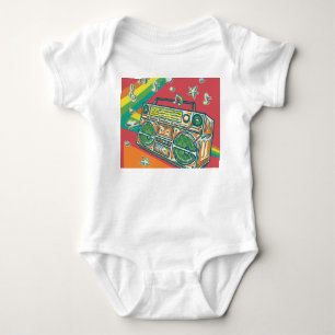 Funky Boom Box Colourful Design Baby Bodysuit