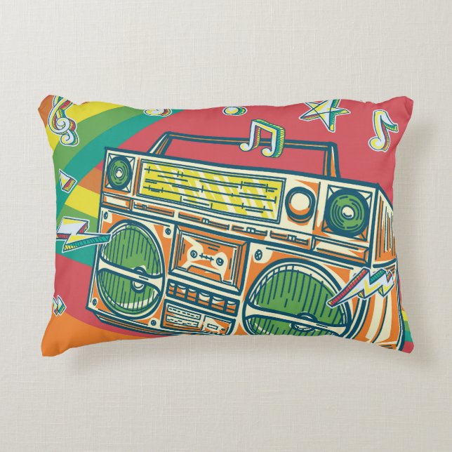 Funky Boom Box Colourful Design Decorative Cushion (Front)