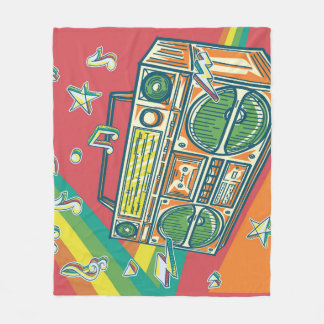 Funky Boom Box Colourful Design Fleece Blanket
