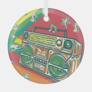 Funky Boom Box Colourful Design Glass Tree Decoration