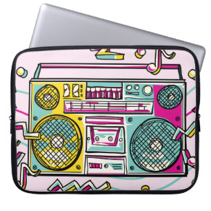 Funky Boombox Colourful Drawn Design Laptop Sleeve