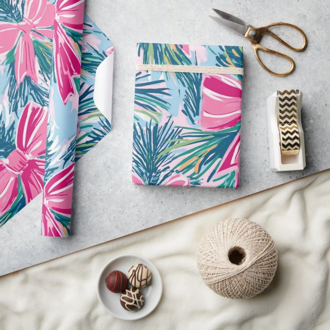 Funky Bow Pink Christmas Bow Pattern Wrapping Paper (Crafts)