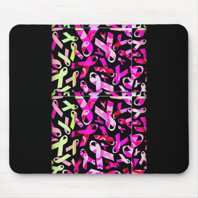 Funky Breast Cancer Ribbons Mouse Mat (Front)