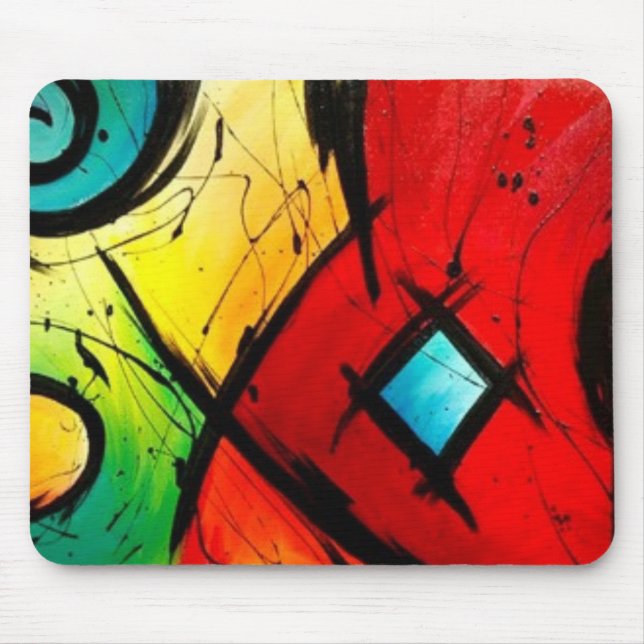 Funky Bright  Abstract Art Painting Mouse Mat (Front)