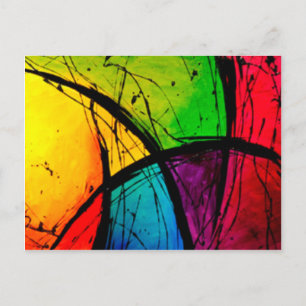 Funky Bright Abstract Art Painting Postcard