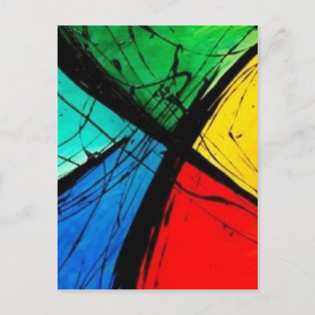 Funky Bright Abstract Art Painting Postcard (Front)