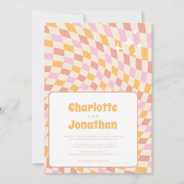Funky Bright and Colourful Summer Wedding Invitation (Front)