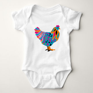 Funky Bright Chicken Baby Bodysuit