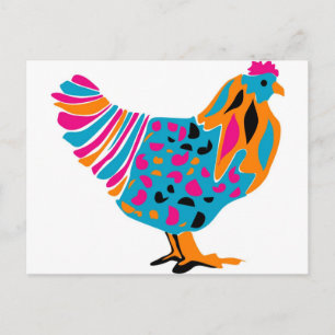 Funky Bright Chicken Postcard