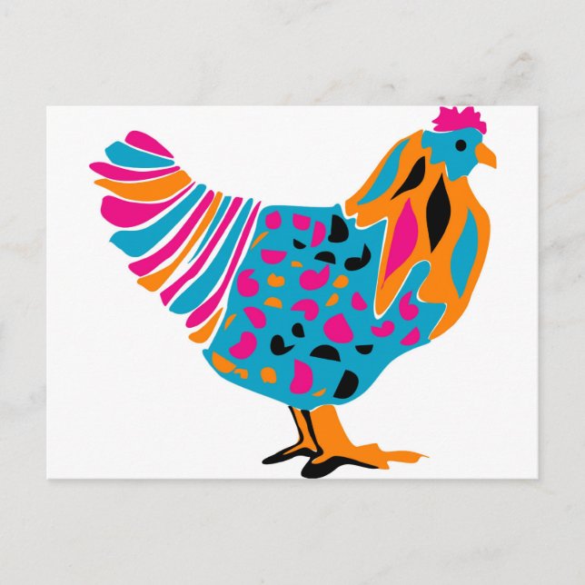 Funky Bright Chicken Postcard (Front)