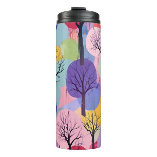 Funky bright coloured abstract tree pattern thermal tumbler