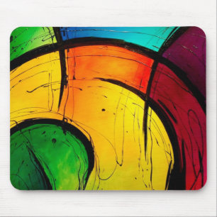 Funky Bright Colours Abstract Art Mouse Mat
