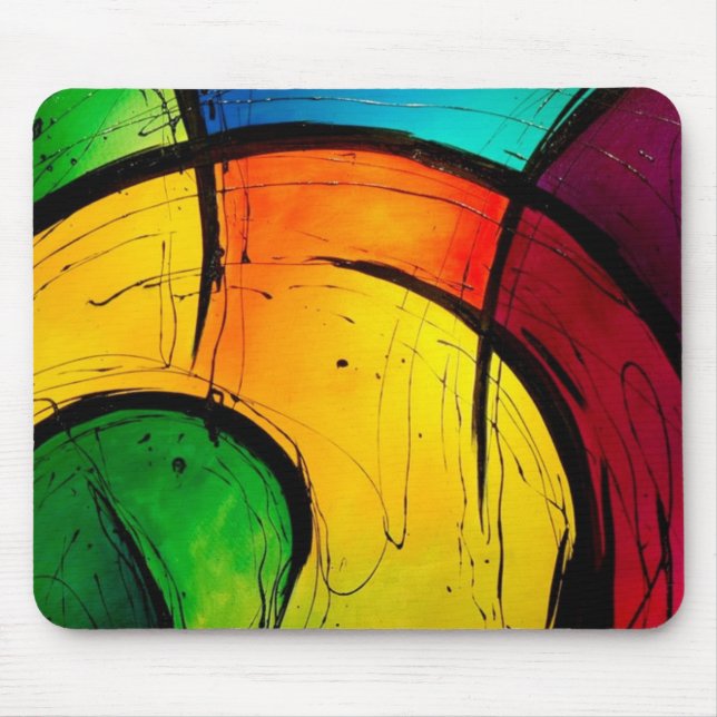 Funky Bright Colours Abstract Art Mouse Mat (Front)