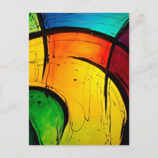 Funky Bright Colours Abstract Art Postcard