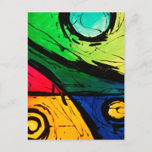 Funky Bright Colours Abstract Art Postcard (Front)