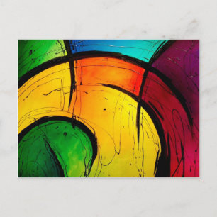 Funky Bright Colours Abstract Art Postcard