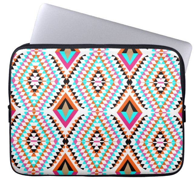 Funky Bright Fresh Colourful Geometric Graphic Laptop Sleeve (Front)