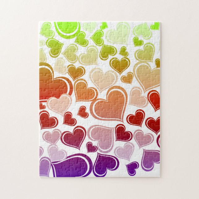Funky Bright Hearts Pattern Jigsaw Puzzle (Vertical)