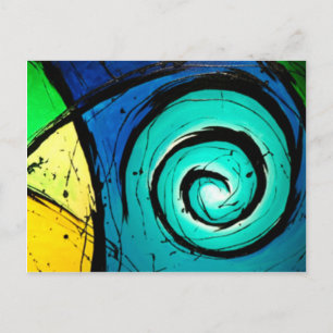 Funky Bright Swirls Abstract Art Painting Postcard