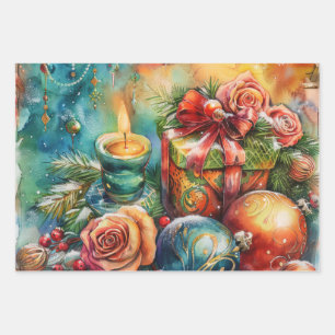 Funky Brights Christmas Themed Wrapping Paper Sheet