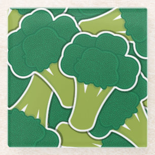 Funky broccoli glass coaster